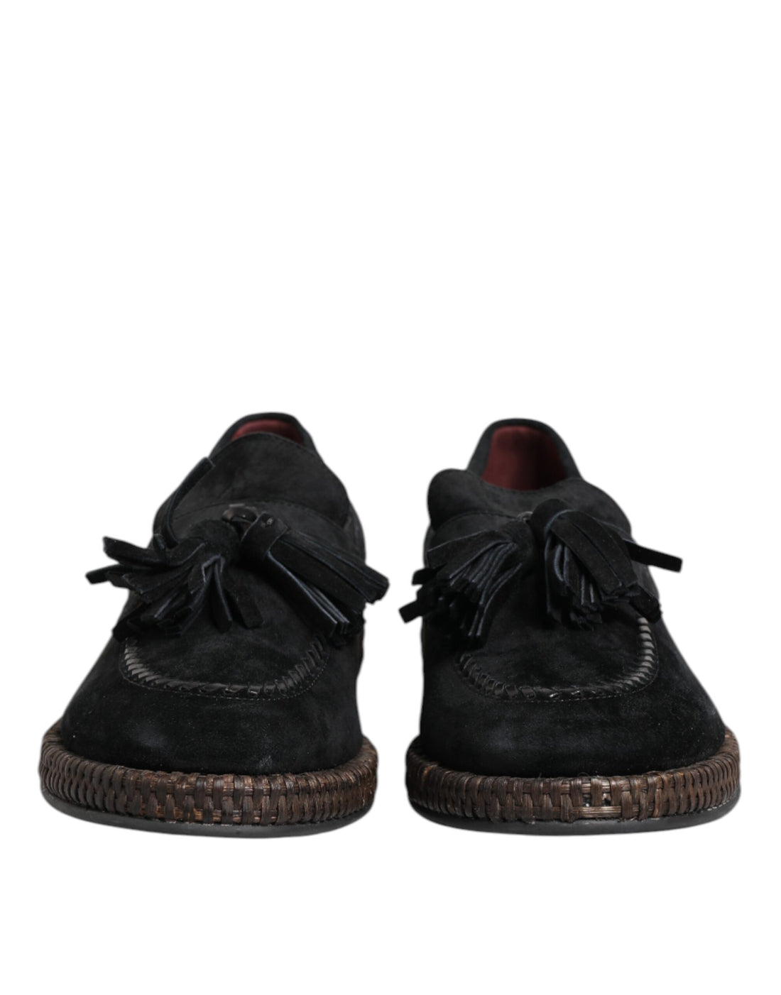 Black Suede Tassel Embellished Loafers Shoes