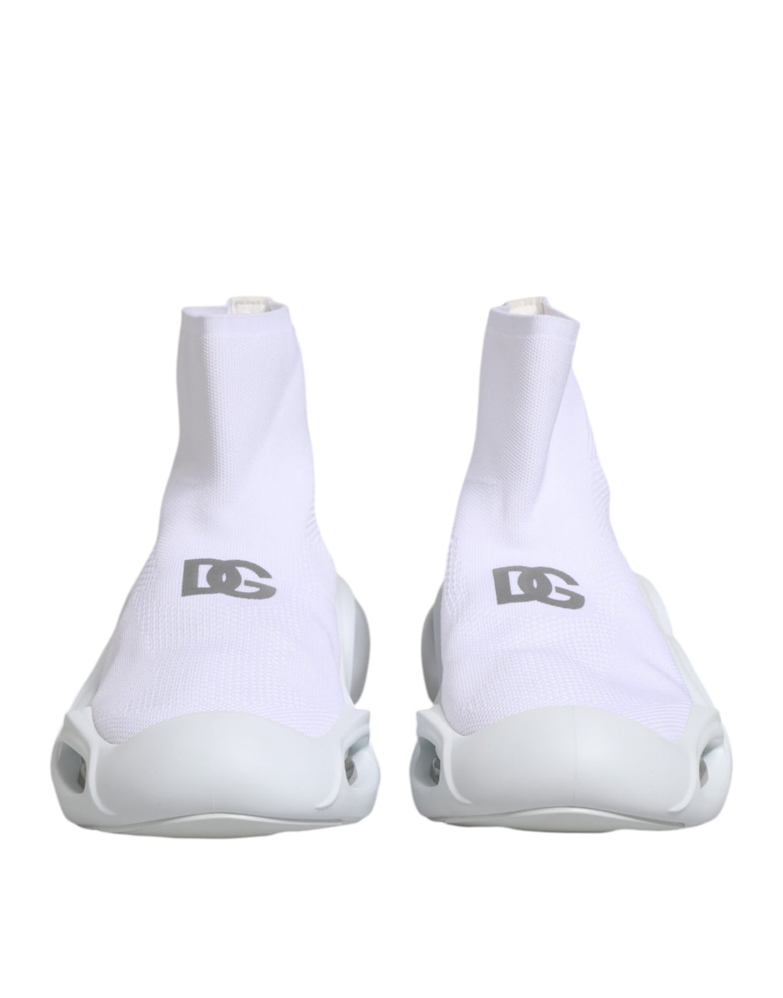 White Silver Slip On Wave Socks Sneakers Shoes