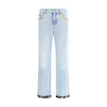 Light Blue Cotton Straight-Leg Jeans
