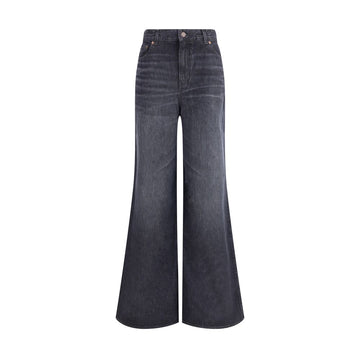 Black Cotton Flared Jeans