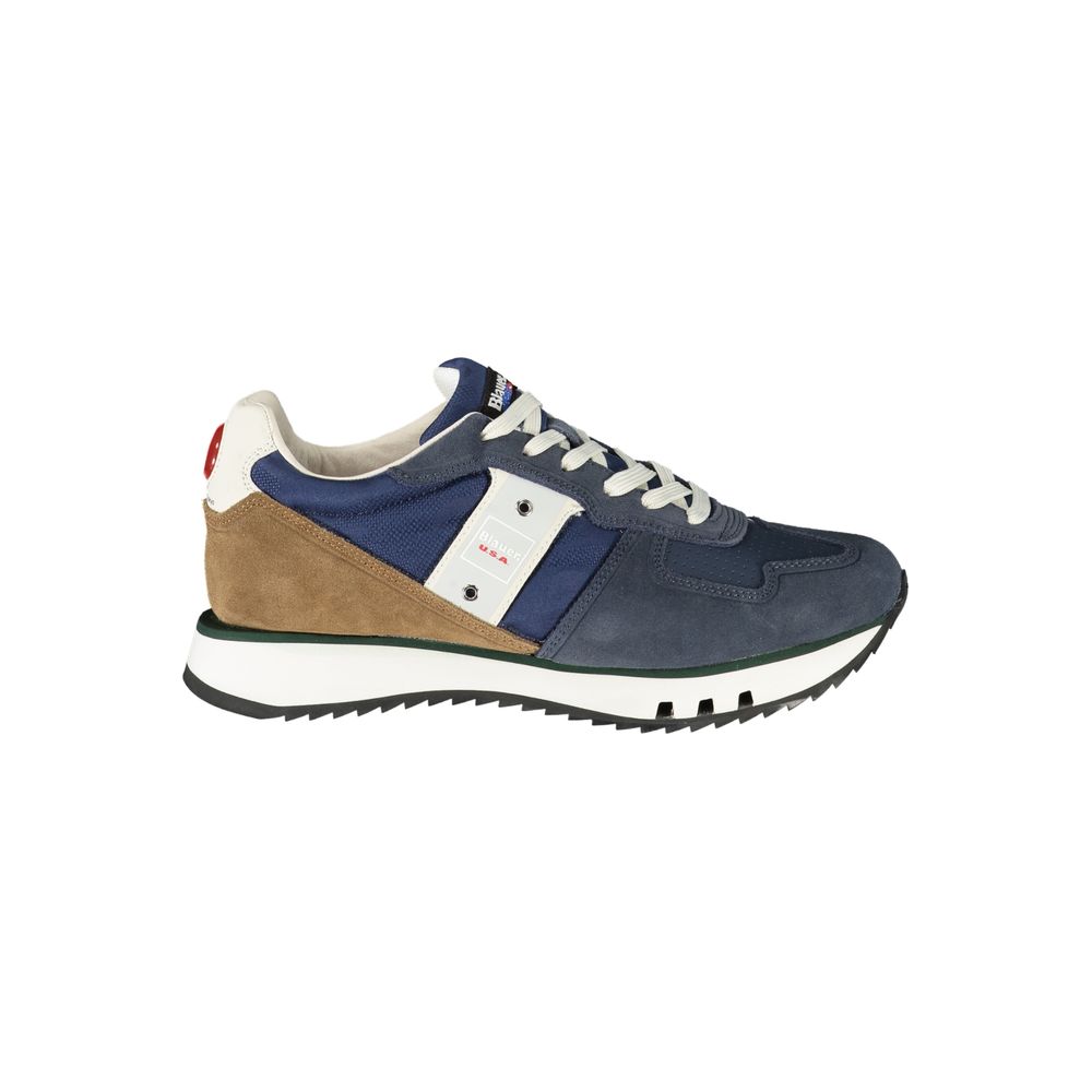 Blue Leather Men Sneaker