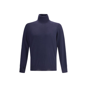 Blue Fleece Wool Turtleneck