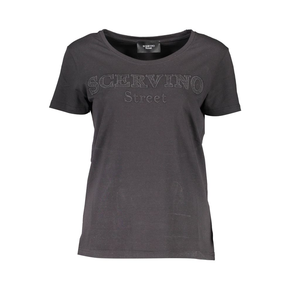 Black Cotton Women T-Shirt
