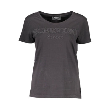 Black Cotton Women T-Shirt