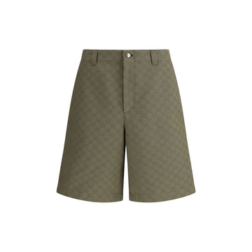 Green Cotton Bermuda Shorts