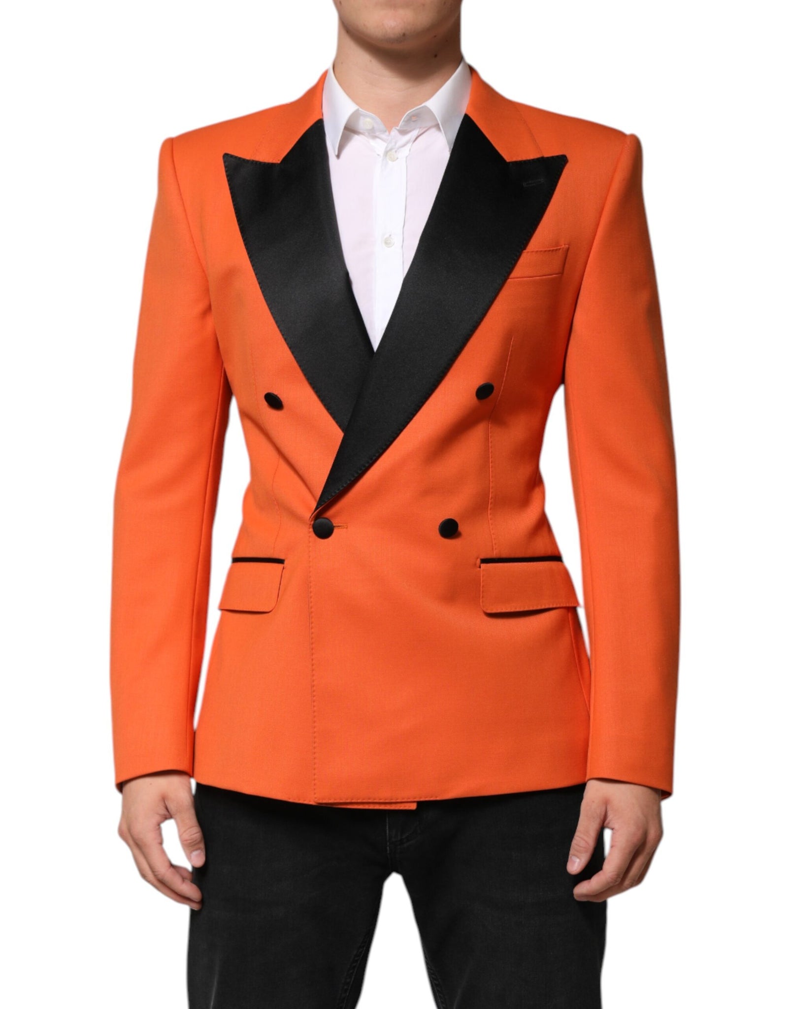 Orange SICILIA Double Breasted Coat Blazer
