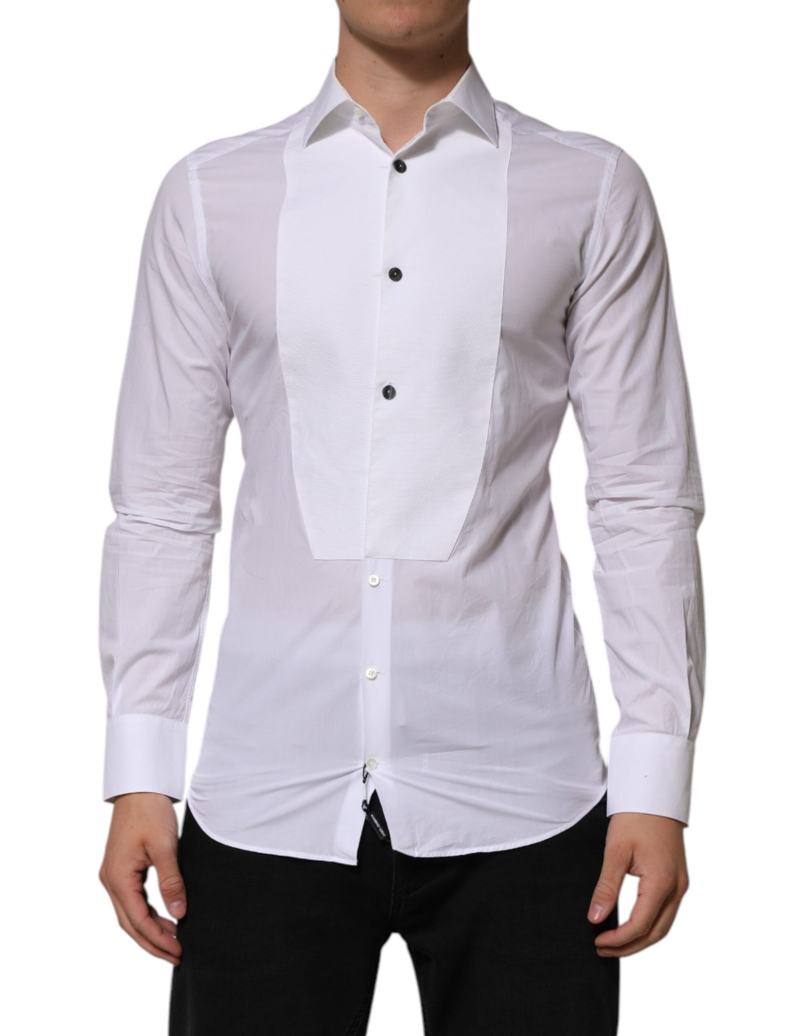 White Bib Cotton Poplin GOLD Men Formal Shirt