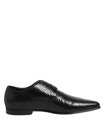 Black Exotic Leather Lace Up Derby Shoes