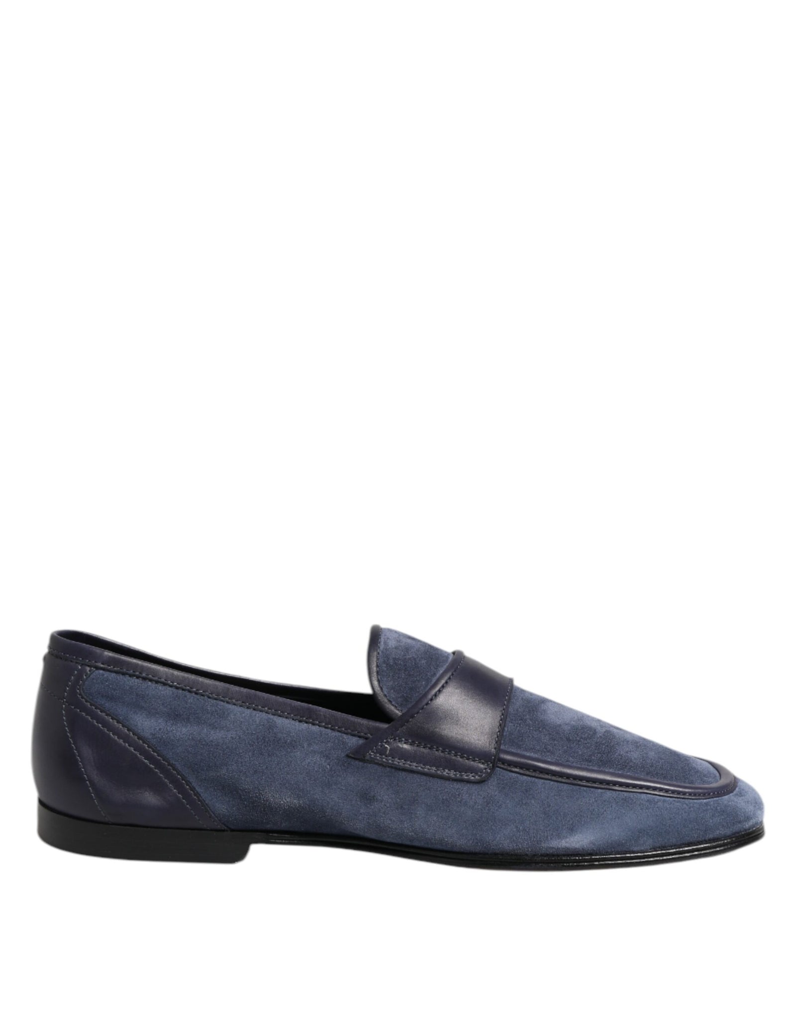 Blue Suede Leather Loafers Moccasin Shoes