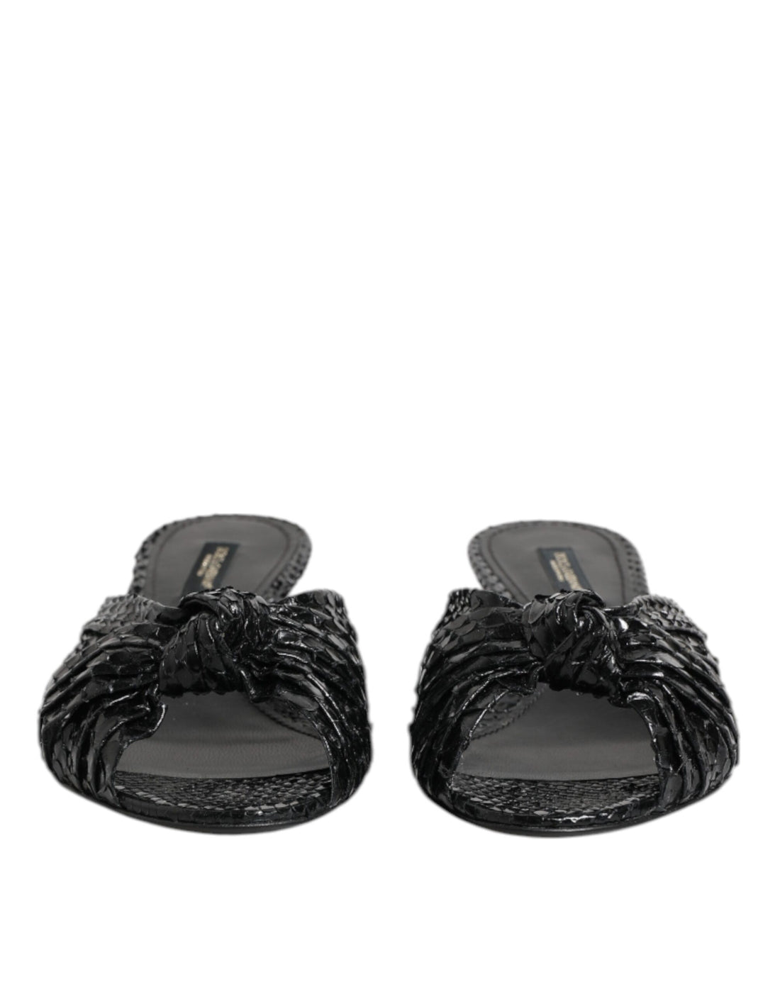 Black Leather Heels Slides Sandals Shoes