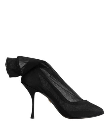 Black Silk Stretch Mesh Sock Boots Shoes