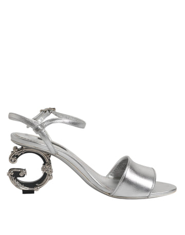 Silver Leather DG Heels Keira Sandals Shoes