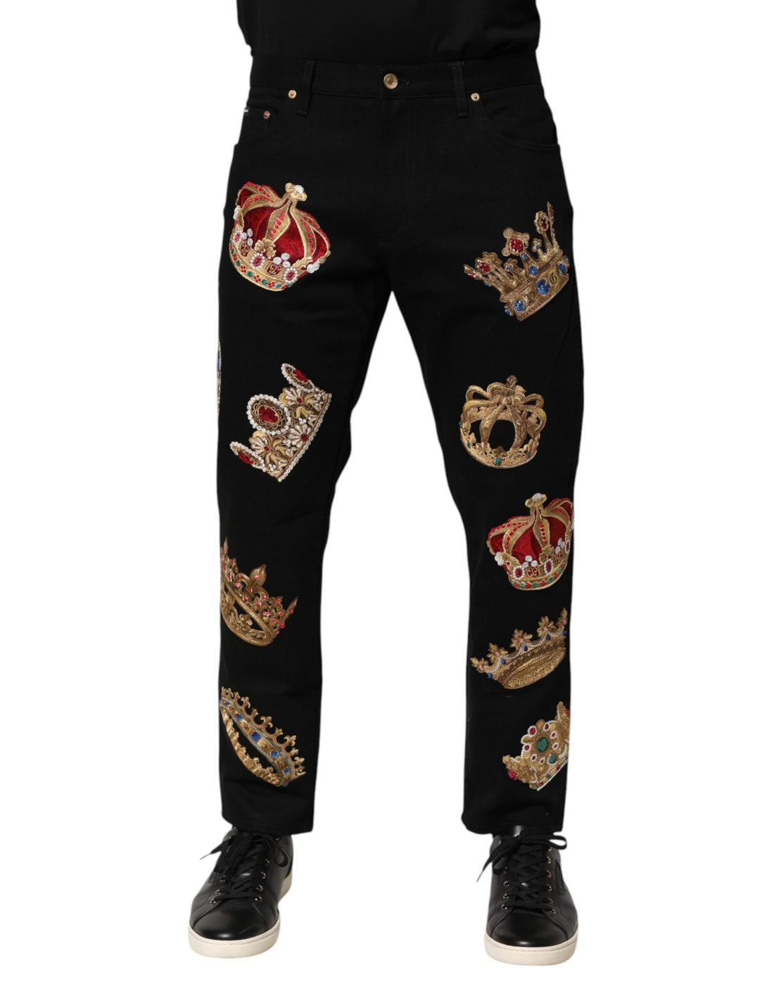 Black Baroque Royal Men Dress Trouser Pants