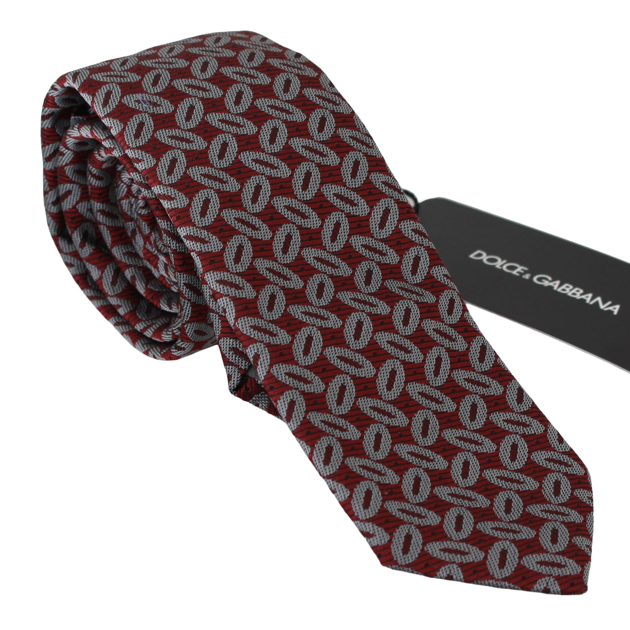 Red 100% Silk Printed Wide Necktie Men Tie