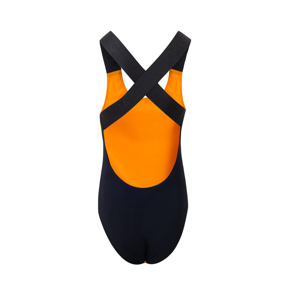 Orange Polyester One-Piece Swimsuit