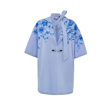 Blue Cotton Pattern Shirt