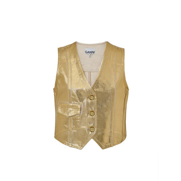 Gold Cotton Sleveless Jacket