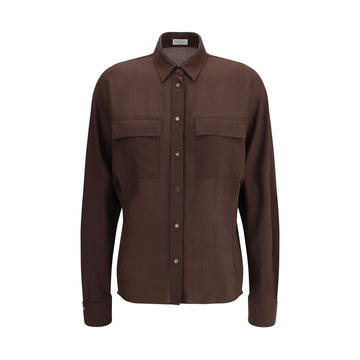 Brown Polyester Dress Shirt