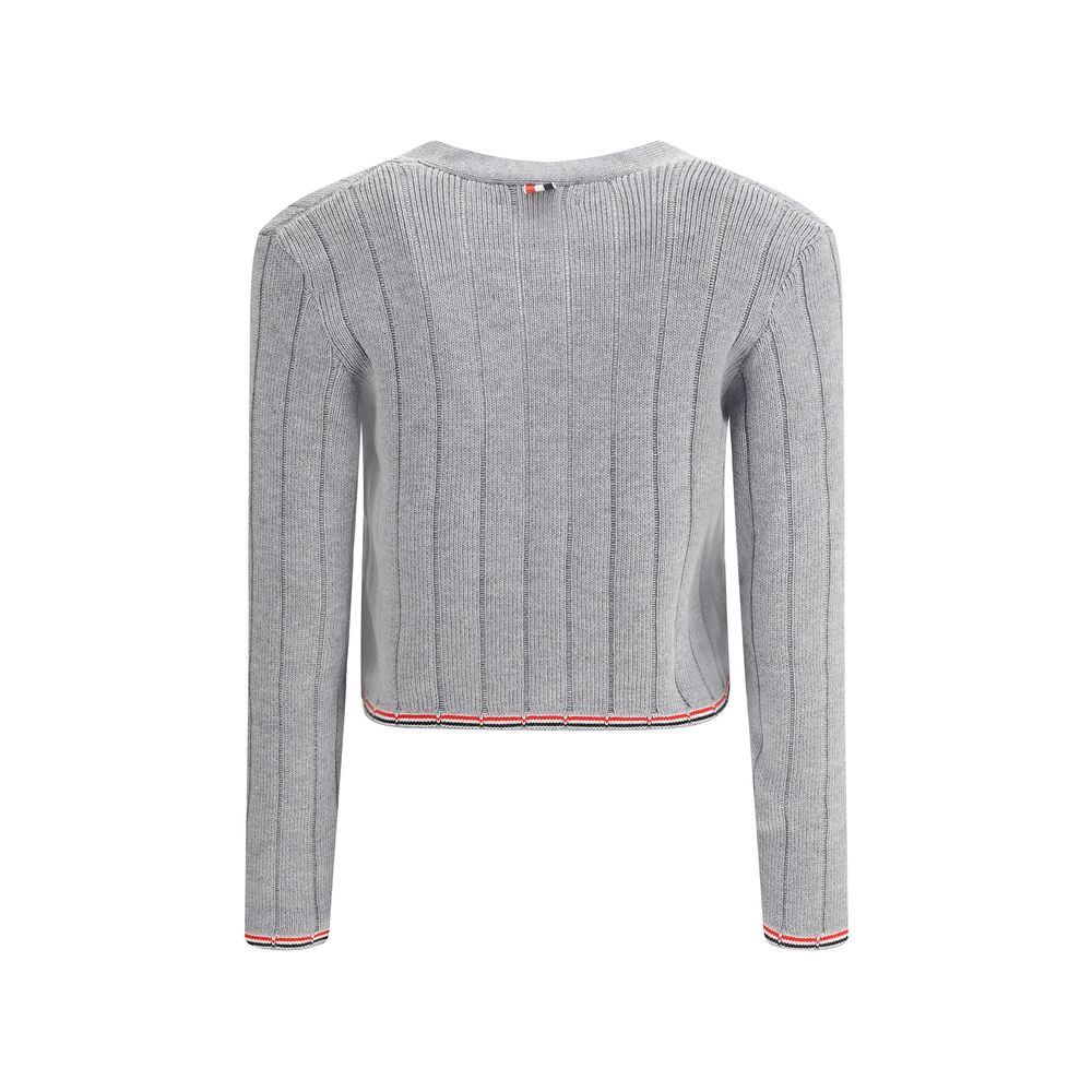 Ladder Full Needle Rib Stitch V Neck Car