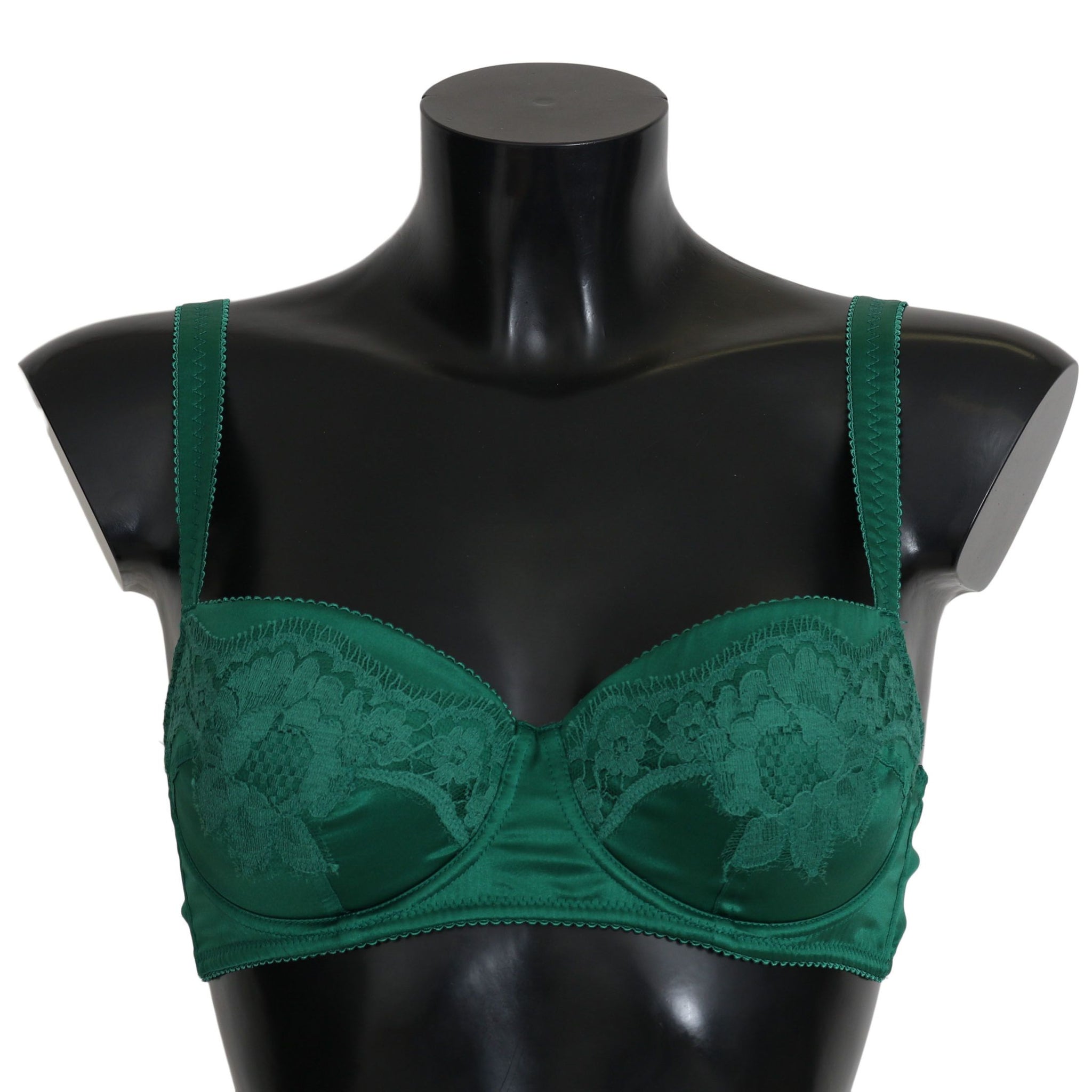 Green Silk Stretch Floral Lace Bra Underwear