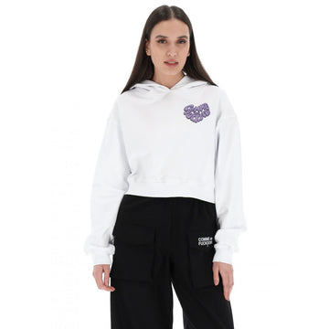 White Cotton Women Sweatshirt
