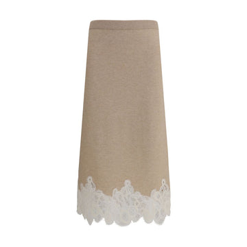 Wool and lace Midi Skirt