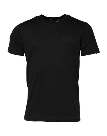 Black Logo Plaque Cotton Crew Neck T-shirt