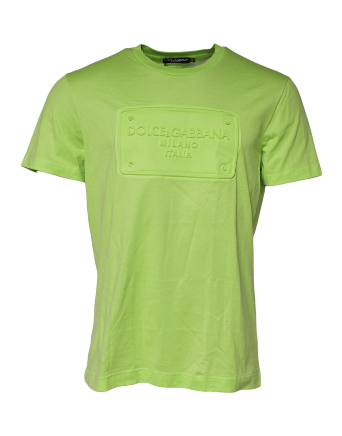 Green Embossed Logo Cotton Crew Neck T-shirt