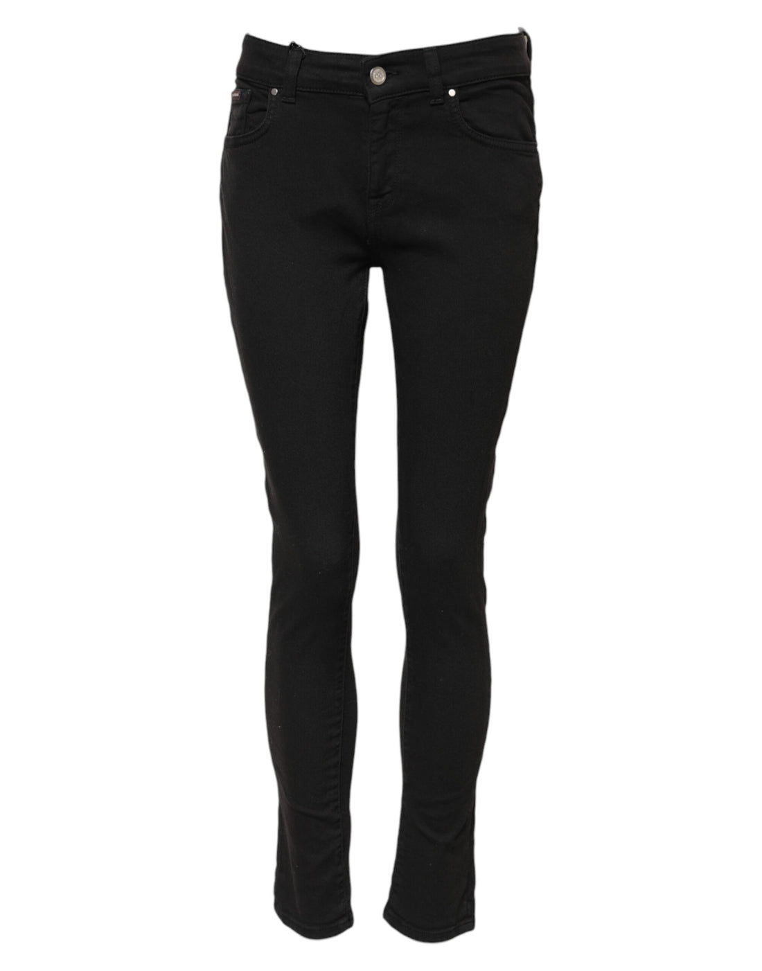 Black Cotton Skinny Mid Waist Denim Jeans