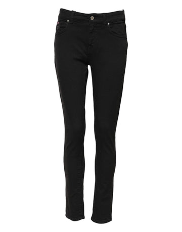 Black Cotton Skinny Mid Waist Denim Jeans