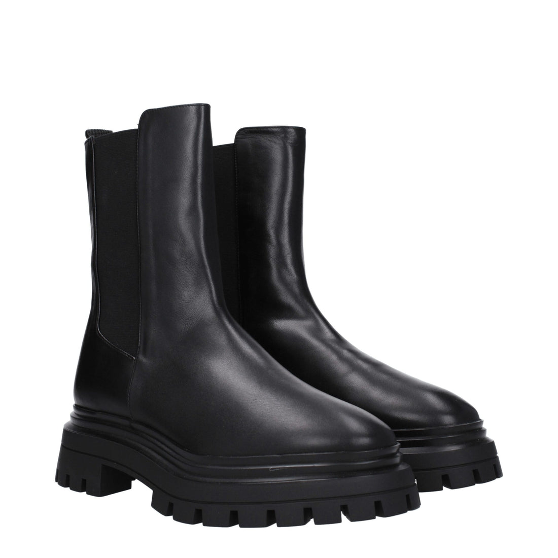 Black Leather Ankle Boots