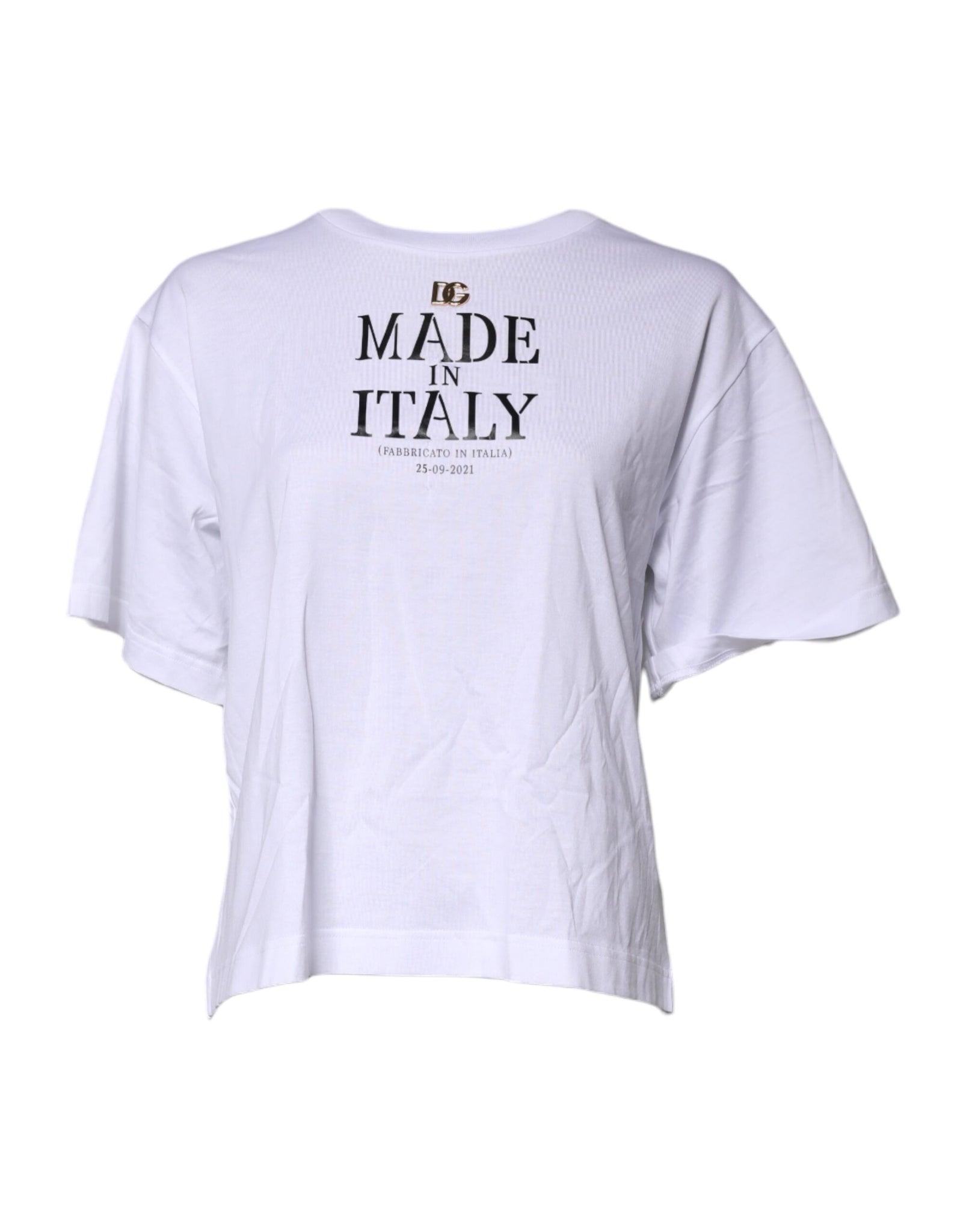 White Short Sleeves DG Logo Print Top T-shirt