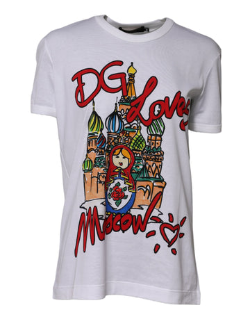 White DG Loves Moscow Cotton Crew Neck T-shirt