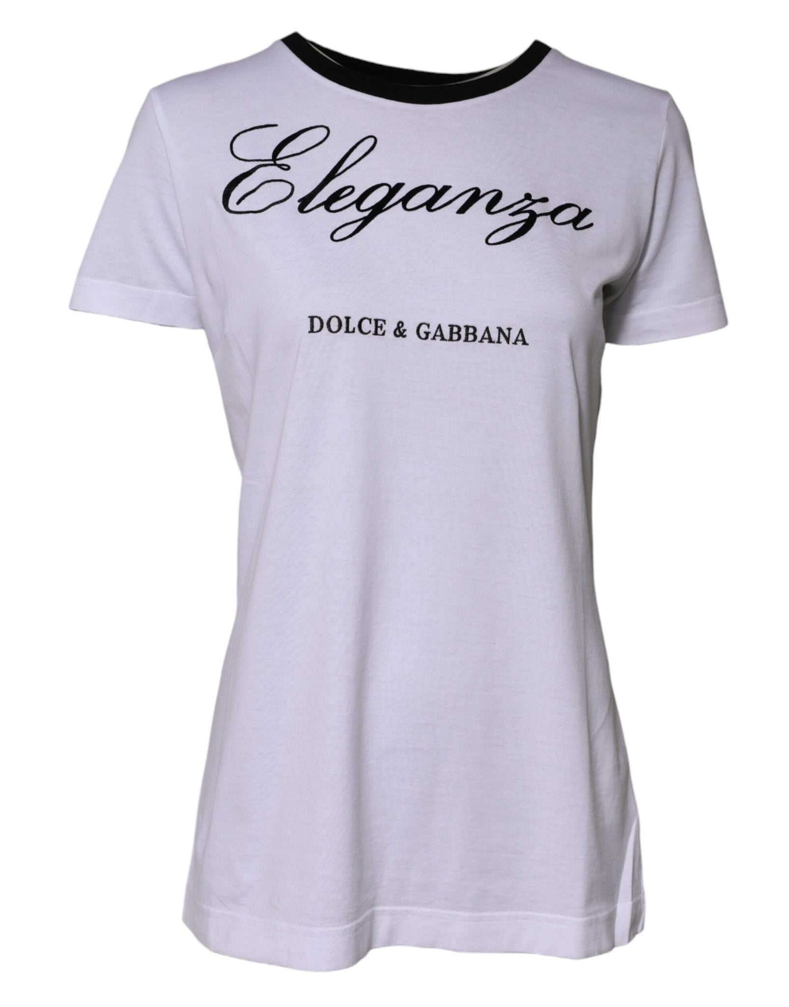 White Eleganza Cotton Crew Neck Tee T-shirt