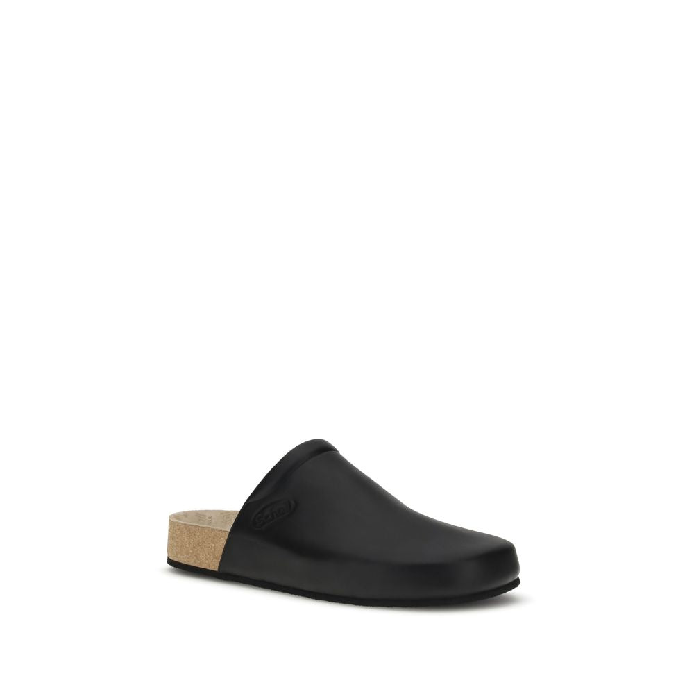 Black Calf Leather Bos Taurus Mules