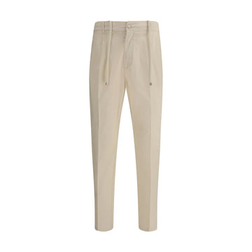 Beige Cotton Casual Pants