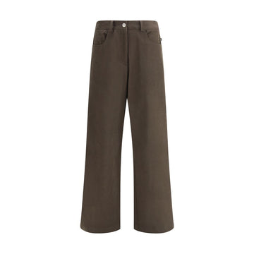 Brown Cotton Casual Pants