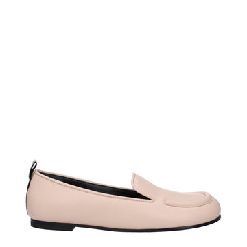 Pink Leather Slip-On Loafers