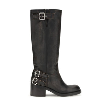 Black Calf Leather Bos Taurus Lace-Up Boots