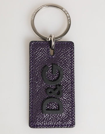 Violet Leather Logo Metal Ring Men Keychain Keyring