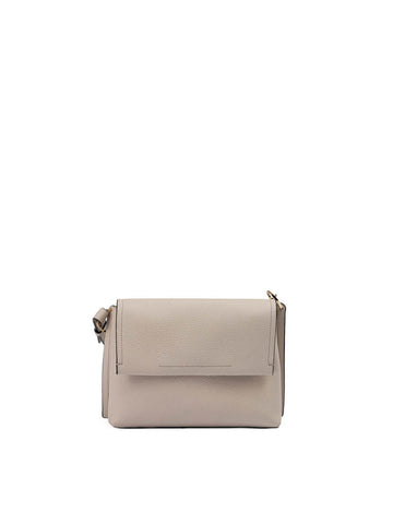 Beige Grained Leather Crossbody Bag