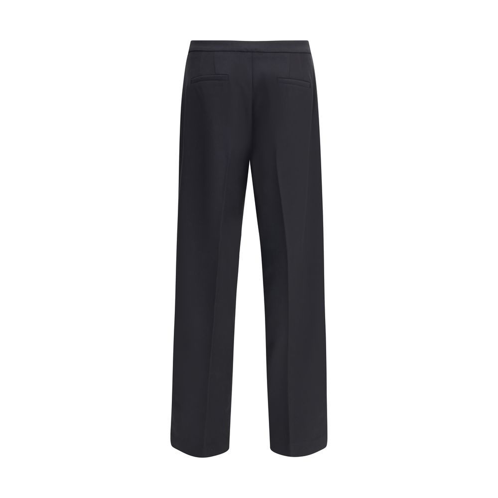 Black Polyester Casual Pants