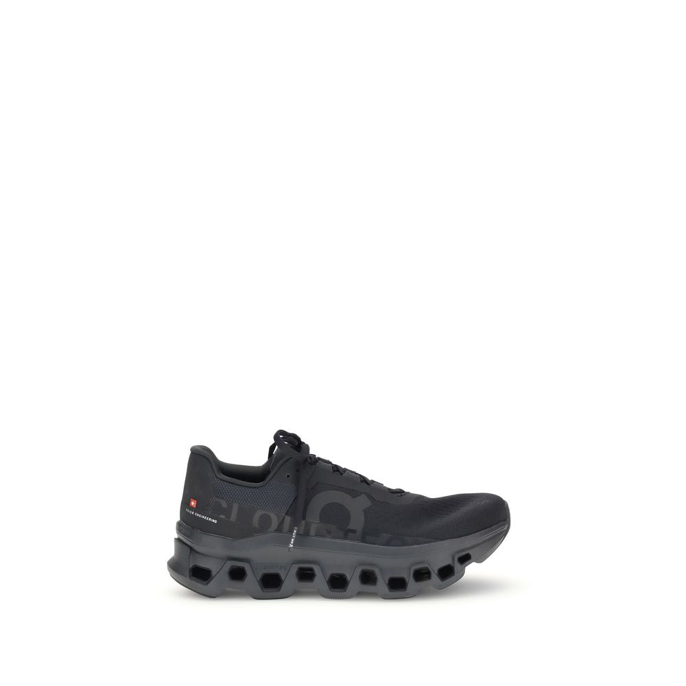 Black Polyester Athletic Sneakers