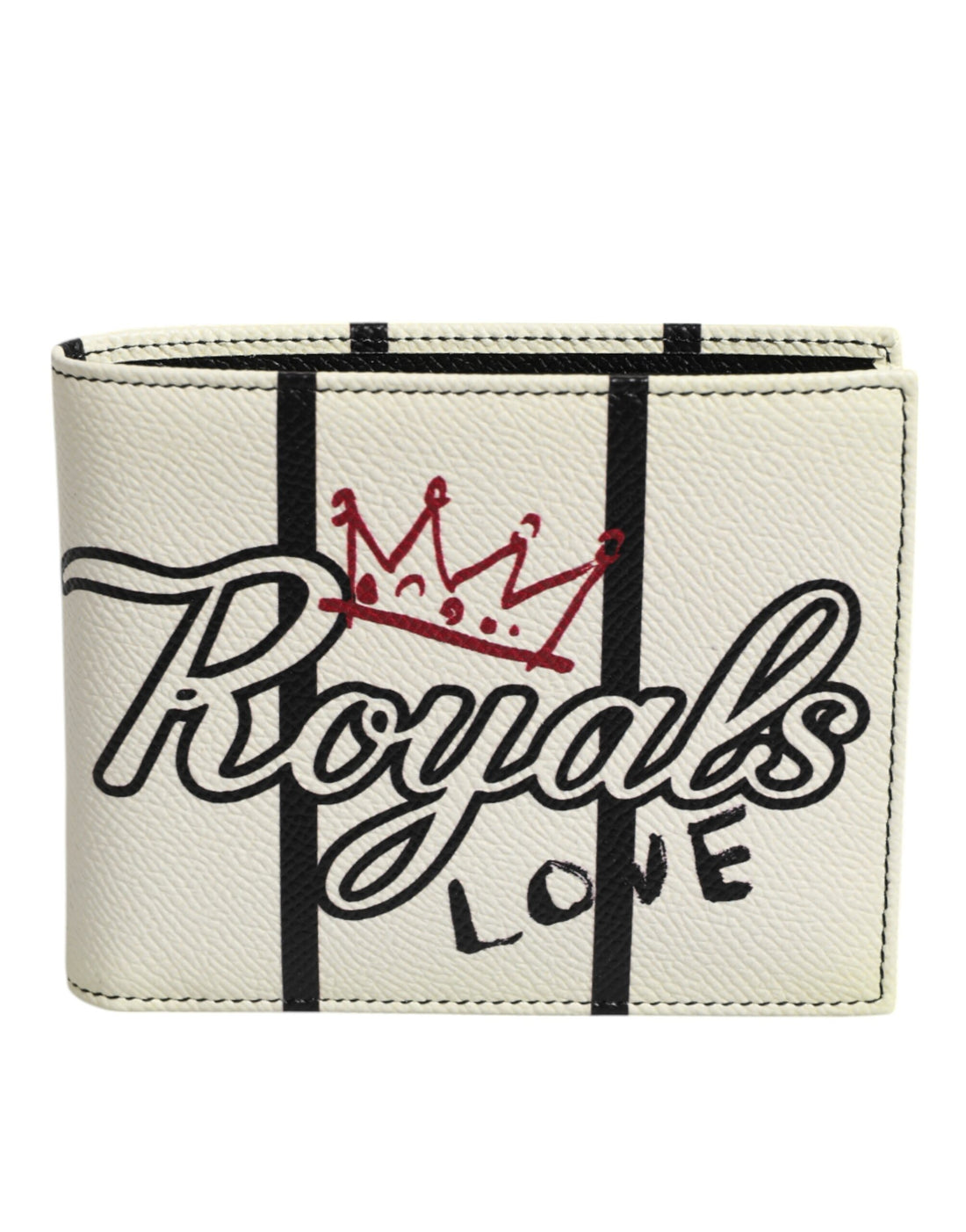 White Leather DG Crown Royals Bifold Card Holder Wallet