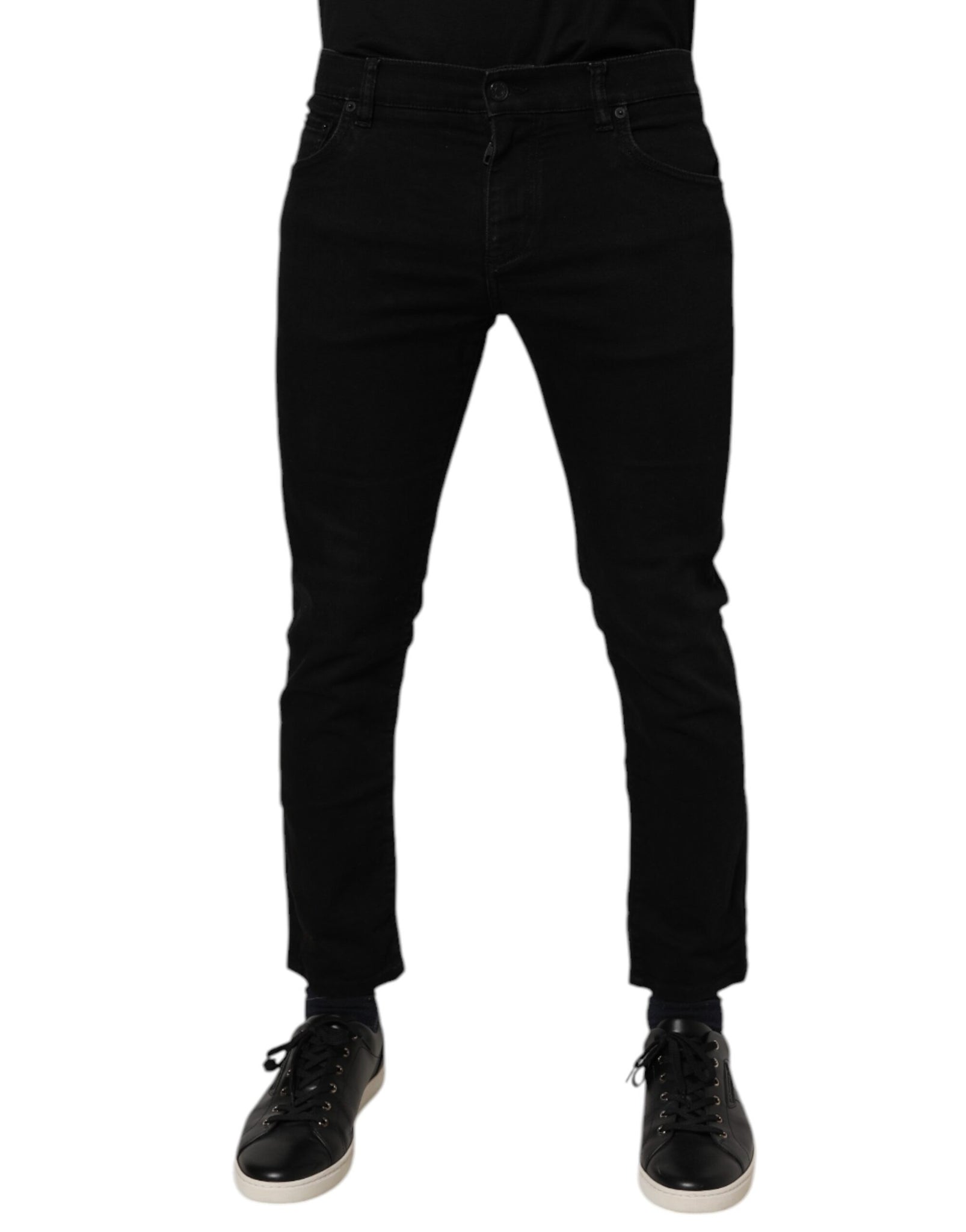 Black Cotton Skinny Jeans Men Trouser Pants