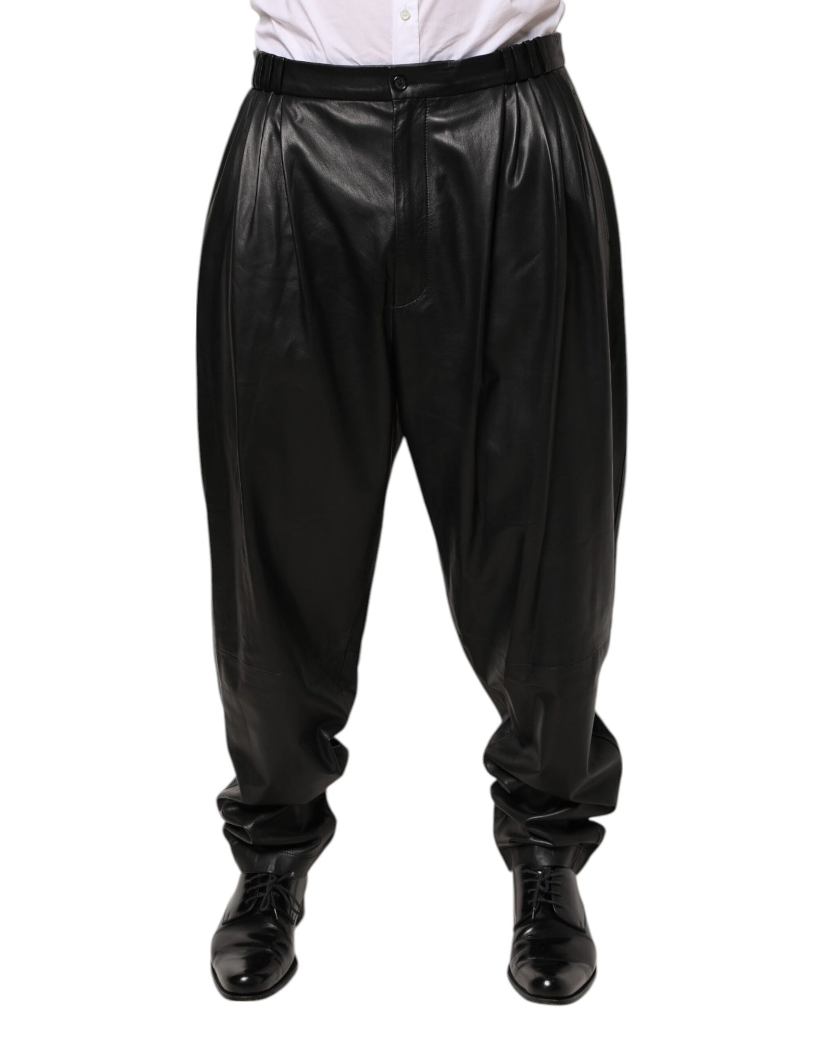 Black Lamb Leather Trousers Men Pants