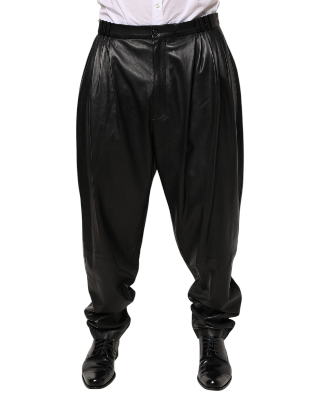 Black Lamb Leather Trousers Men Pants