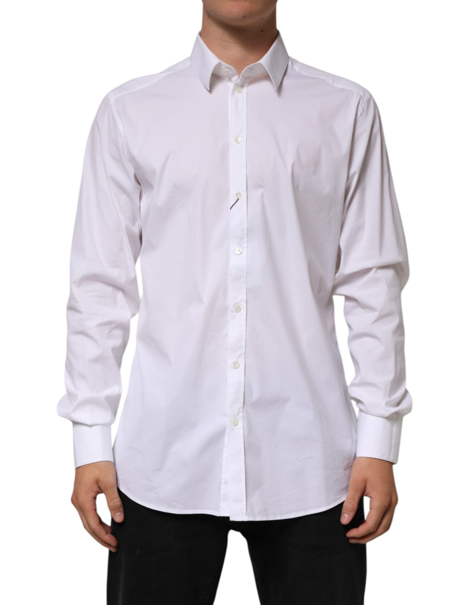 White Cotton GOLD Long Sleeves Formal Shirt