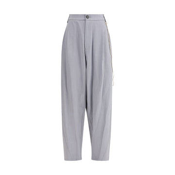 Gray Polyester Casual Pants