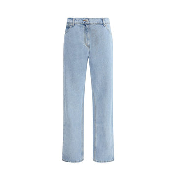 Light Blue Cotton Straight-Leg Jeans